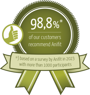 98,5% unserer Kunden würden Anifit weiterempfehlen