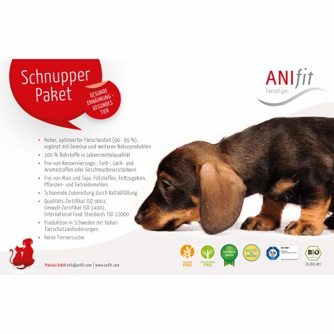 Hund Hundefutter Nassfutter Alle Sorten Hunde-Schnupperpaket 200g 1 Set mit allen Nassfutter-Sorten plus Flocken / Testpackungen -4- Anifit