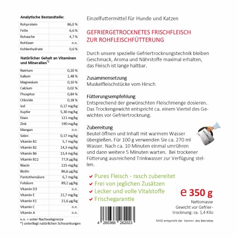 Hond Kat Accessories B.A.R.F. BARF hert 350g 1 Stuk -3- Anifit